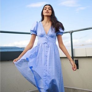 Hill House Sabrina Button Down Nap Dress Diana Check Blue White Plaid